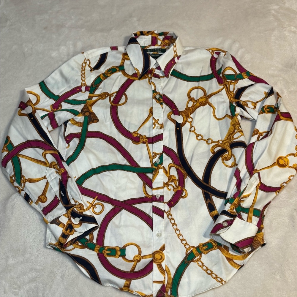 Ralph Lauren Multicolor Chain Print Button Down Shirt